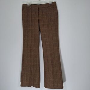 Express Wool Brown Checked Editor Pants, Size 8